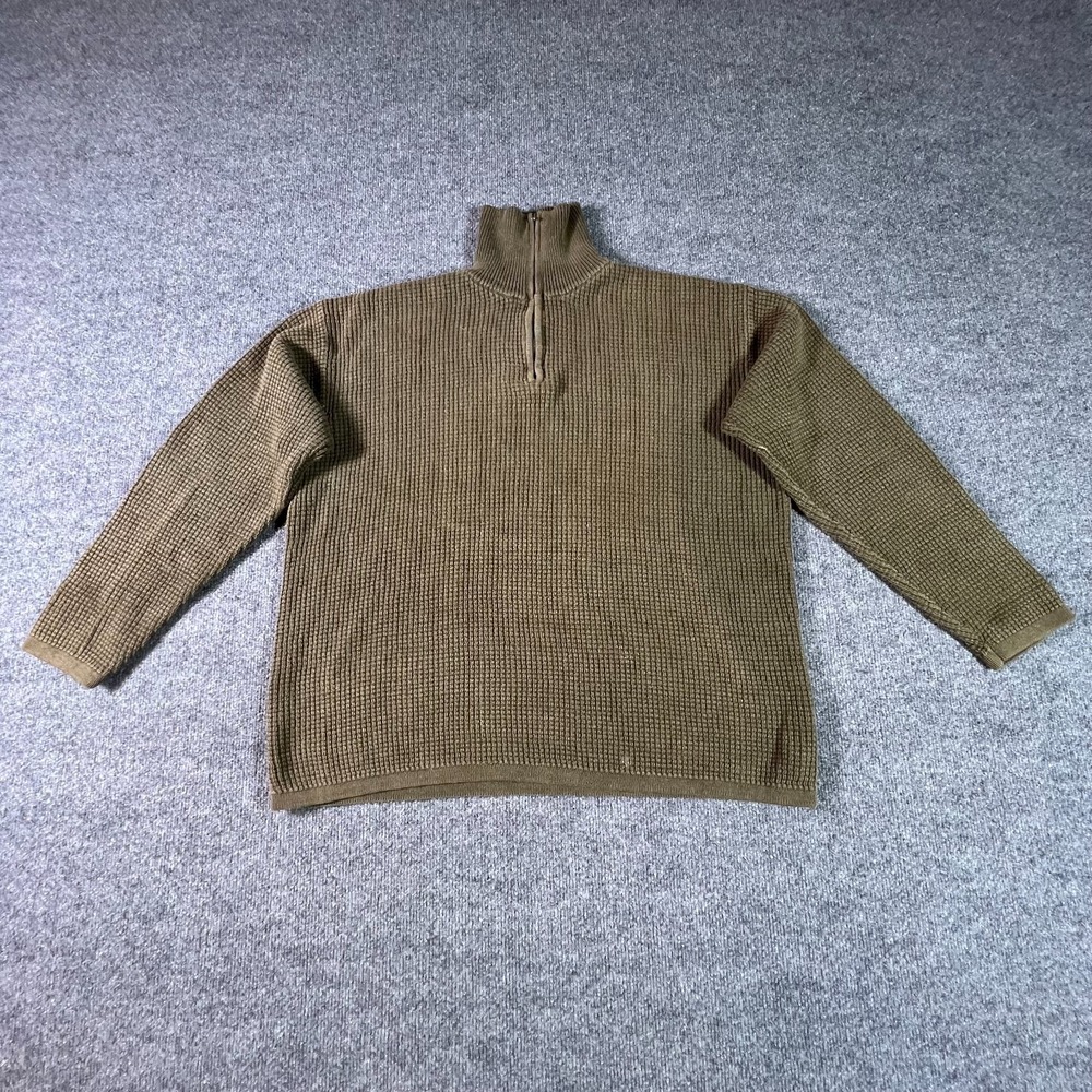 Structure Sweater Mens XL Brown Waffle Knit 1/4 Zip Mock Neck Thermal Minimalist